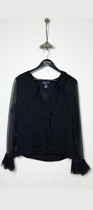 Jones New York silk polka dot blouse