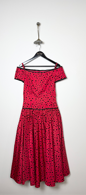 A.J.BARI black & red polka dot dress