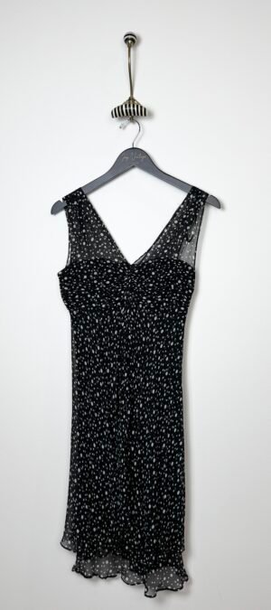R&M Richards black white polka dot silk dress