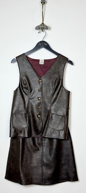 1970s leather vest and skirt set
