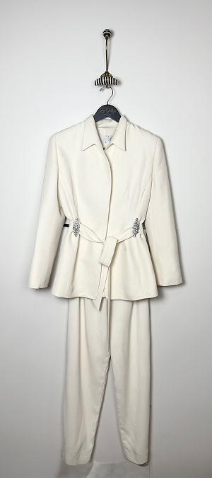 Cream Badgley Mischka Suit with Rhinestone