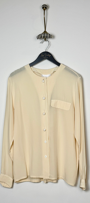 Collarless Preston and York silk blouse