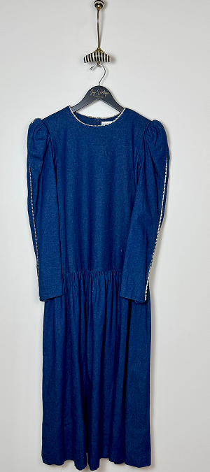 Jody Van Amburgh rhinestone puff sleeve denim dress