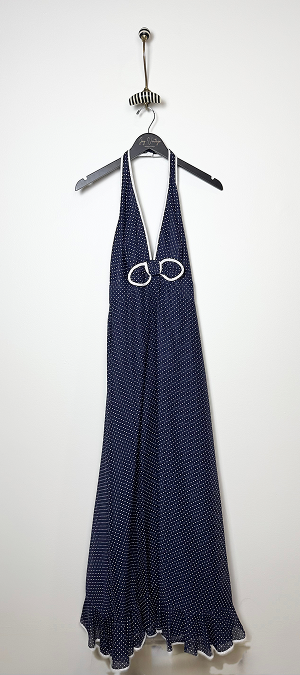 Miss Elliette of California blue and white polka dot