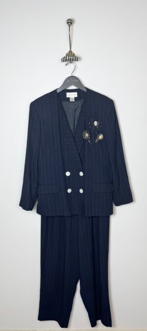 Casual corner pinstripe suit 70% rayon 30% polyester